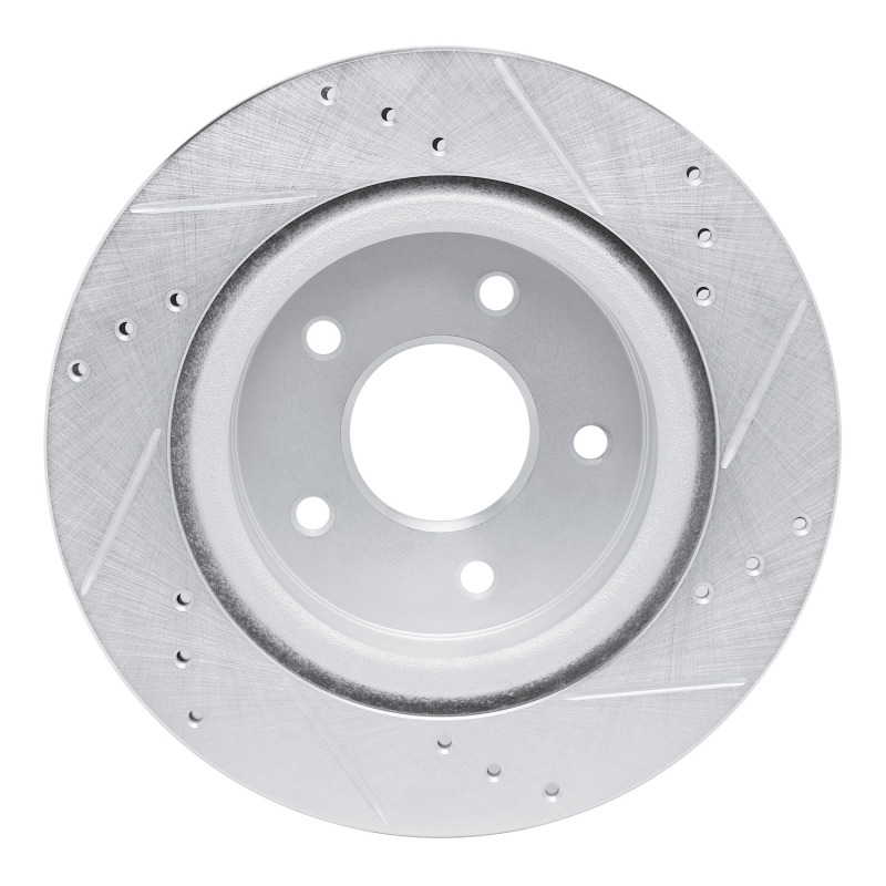 Nissan Rogue Brake Rotor (1) - Rear Left - R1 Concepts - Drilled & Slotted - Silver - `17-`25